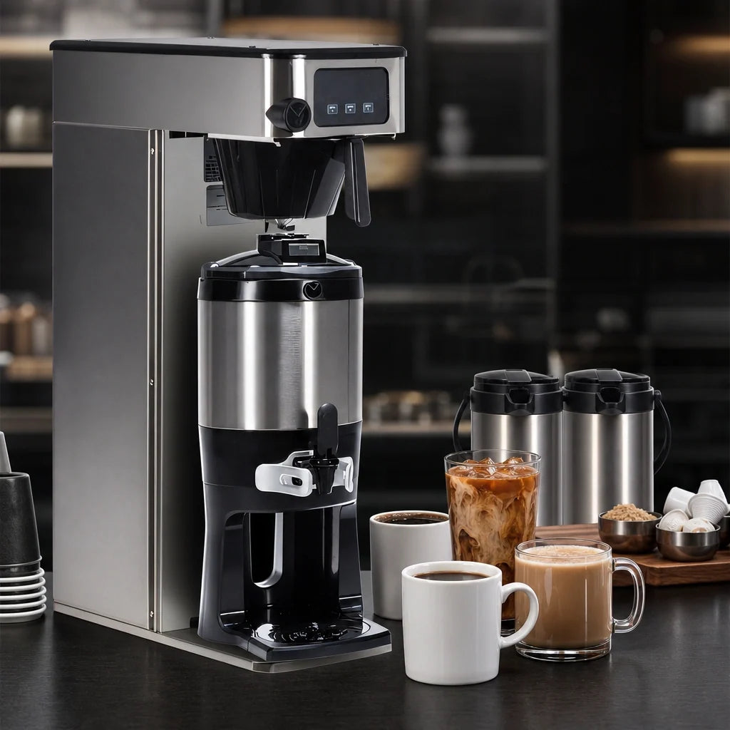 BUNN 53100.0001 Tall Single Automatic Fill Commercial Coffee Brewer, Stainless Steel, Plumbed, Dual Voltage, 1/2–1 Gallon Batches