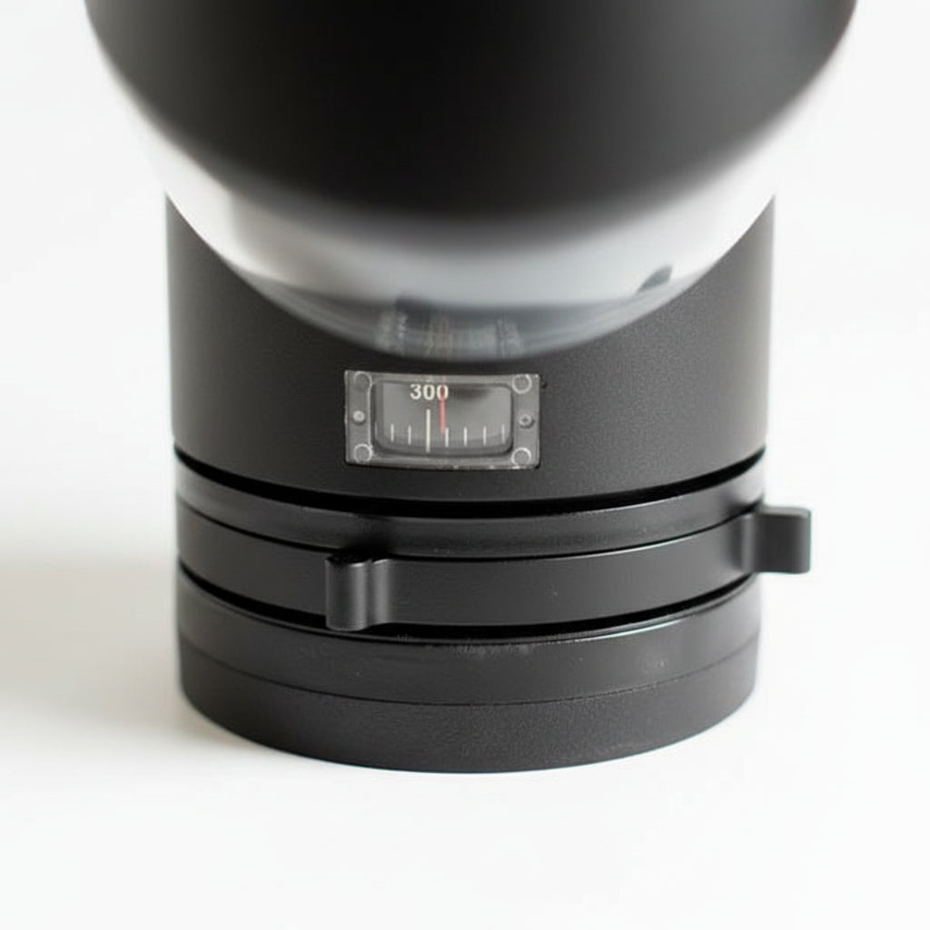 Close-up of a black gas mask on a white background