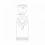 A modern electric coffee grinder with a matte black body, a clear bean hopper, and a wooden base, shown against a solid white background.