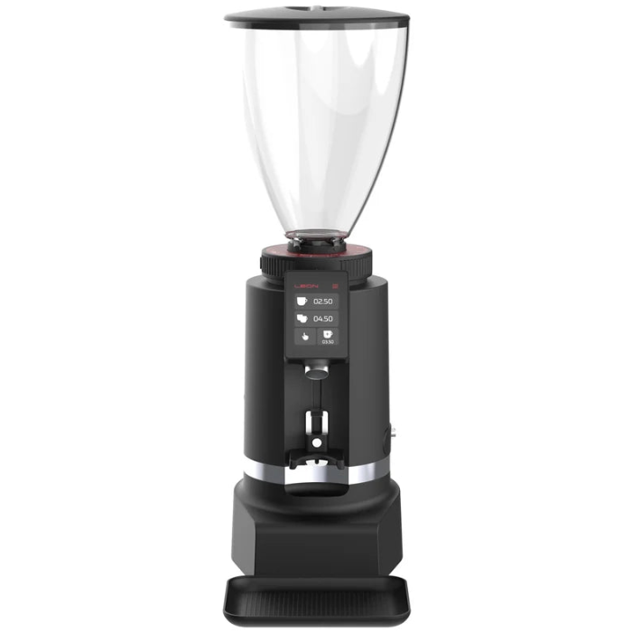 Black Ceado Leon 800 coffee grinder with clear glass container on a white background
