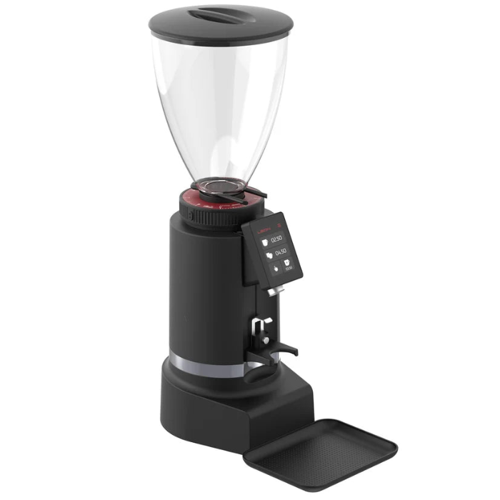 Black Ceado Leon 800 coffee grinder with digital display on a white background