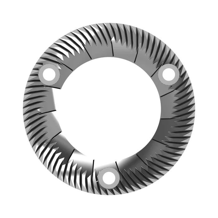 Metallic ring with teeth on a white background