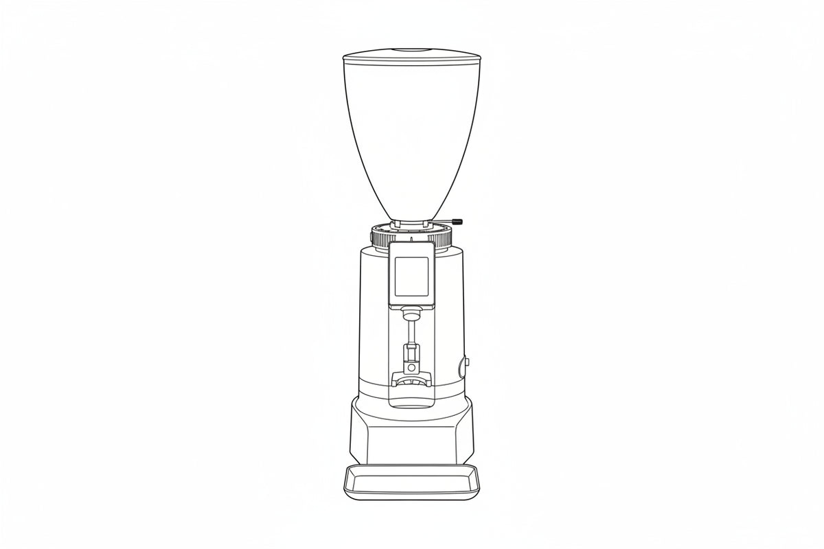 Black coffee grinder with clear glass container on a white background- Outline Image