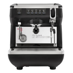 Black and silver Nuove Simonelli coffee machine on a white background