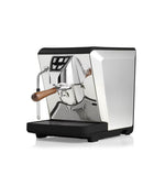 Espresso machine with wooden handle on a white background