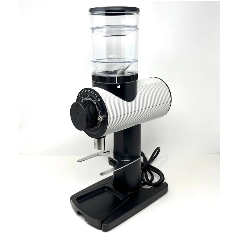 Coffee grinder with clear container on a white background