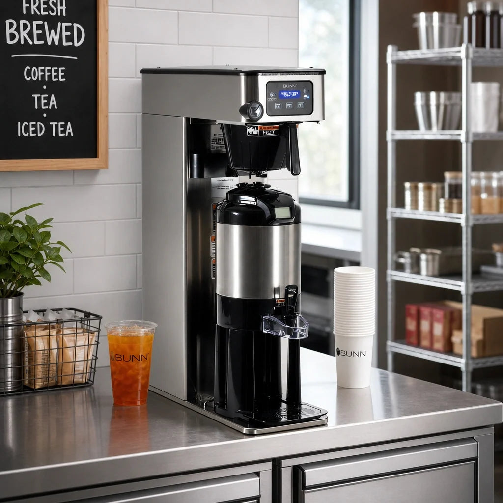 BUNN 52300.0100 Single Automatic-Fill Tea/Coffee Brewer, Dual Voltage, 3 Brew Buttons, 2 Batch Sizes