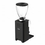 Black coffee grinder with clear container on a white background
